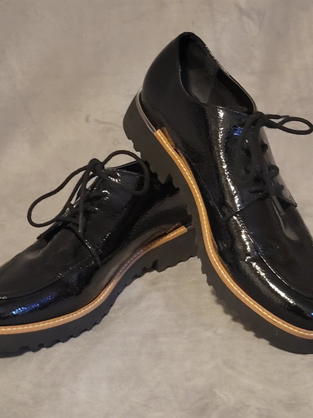 Franco Sarto Charles Men's Black Patent Leather Oxford Comfort Lace-Up Shoes 10